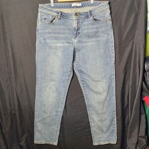 LL Bean Signature Women Jeans 14P Super Stretch Straight Leg Denim Pants